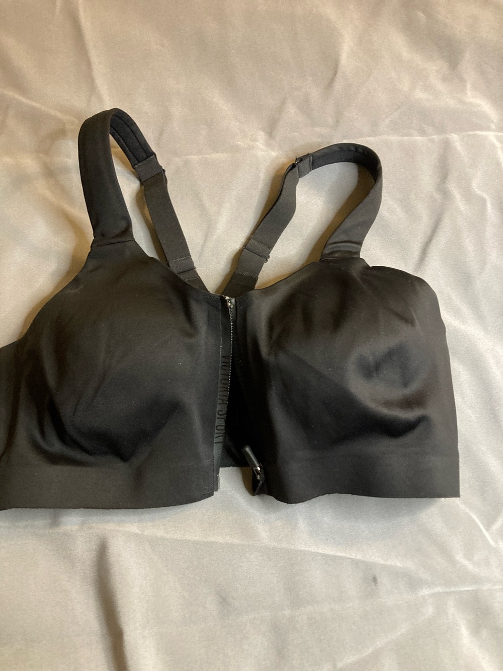 Victoria's Secret Black Front-Zip Wireless Sports Bra